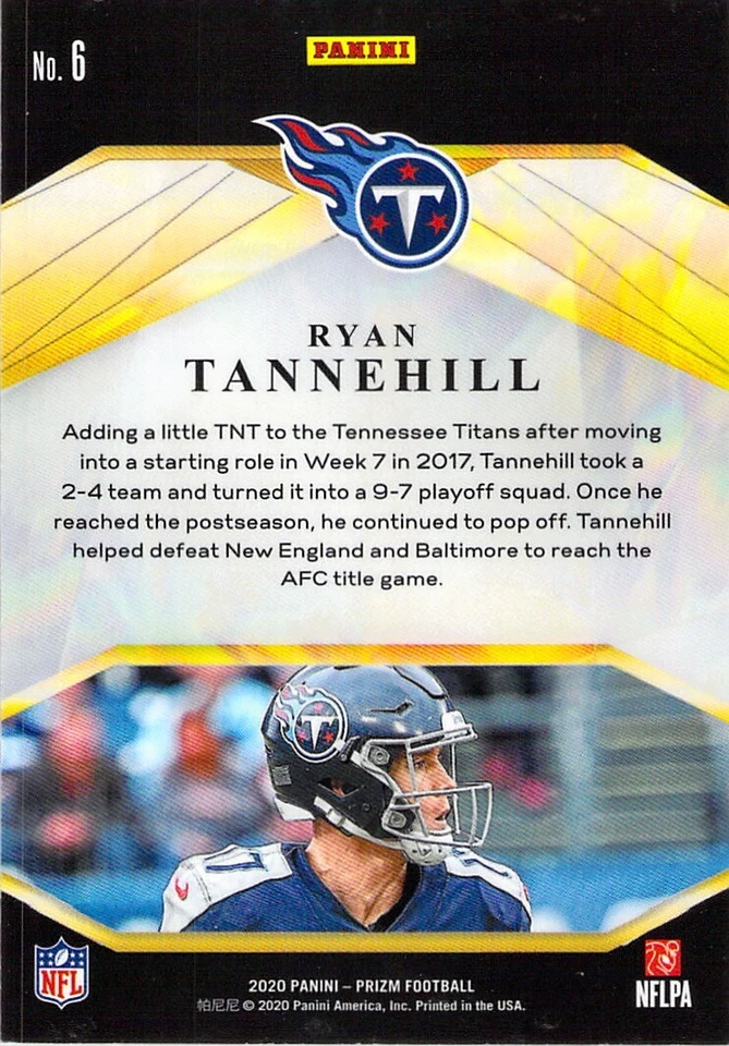 Ryan Tannehill 2020 Panini Prizm Football Brilliance Insert Chrome Card#6 Titans - Image 2 of 2
