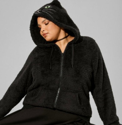 Torrid Black Cozy Zip Up Fuzzy Cat Face Hoodie Plus Size 1X | eBay