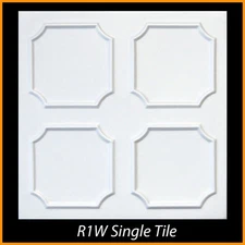 3D Polystyrene Glue Up Ceiling Tiles 20x20 R1 White Pack of 8 (21.12 s/f)