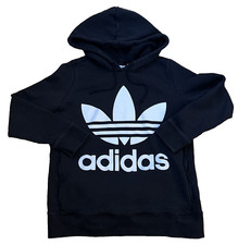 Adidas Womens Pullover Hoodie Logo Cotton Stretch Black size Medium