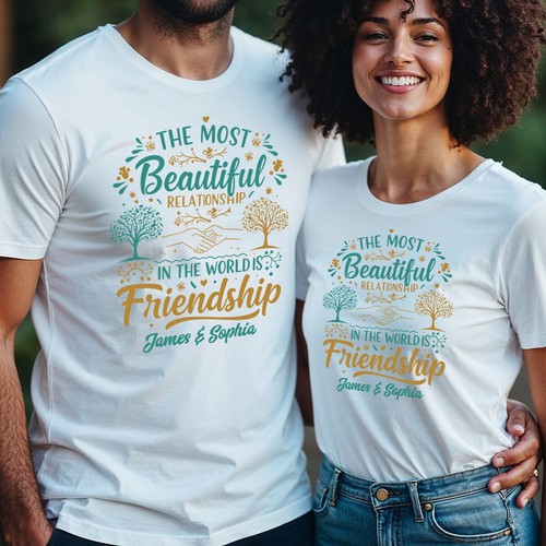 T-Shirt Personalizzata Uomo Donna Bella Relazione Best Friends Day #BFD - Foto 8 di 29