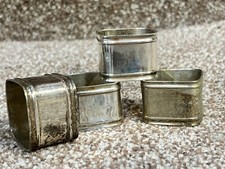4 X VINTAGE EPNS SILVER PLATE NAPKIN RINGS SQUARE DESIGN