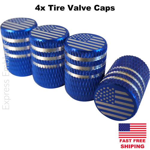 TIRE VALVE CAPS SET AMERICAN FLAG BLUE (4 pieces) - Picture 4 of 7