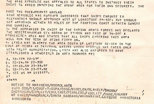 1973 Jom Kippur Krieg, Arabisch-Israelischer Krieg- US Navy Notice to Mariners, Minefield - Bild 3 von 4