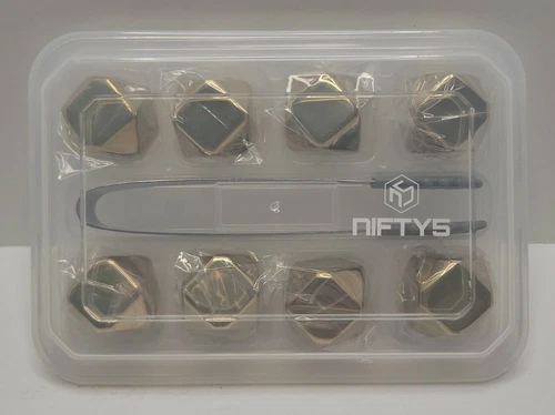 Whiskey Stones Gold Edition Gift Set of 8 Stainless Steel Diamond Shaped.