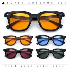 Mens Hipster Vintage Classic Horn Rim Hustler Plastic Sunglasses