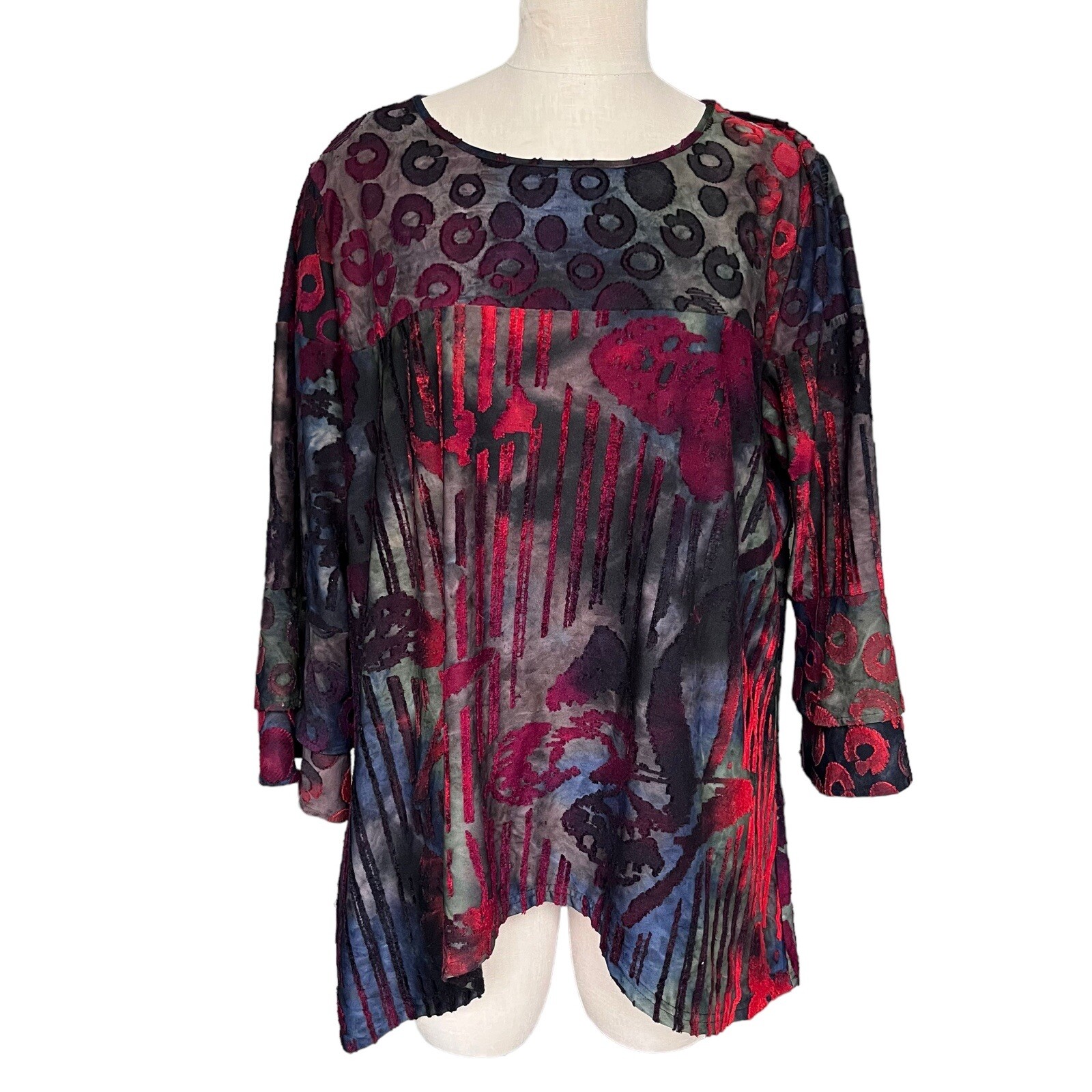 Top Túnica THE PYRAMID COLLECTION Talla 2X Multicolor Informal Artístico Festival Boho