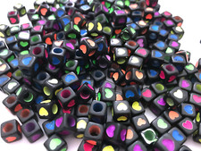 300 pcs Acrylic Heart Colorful Black Beads Bead Toys Bracelet Jewelry Craft H2
