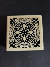 STAMPABILITIES CROSS FLEUR DE LYS D1022 SQUARE WOOD MOUNTED RUBBER STAMP 2002