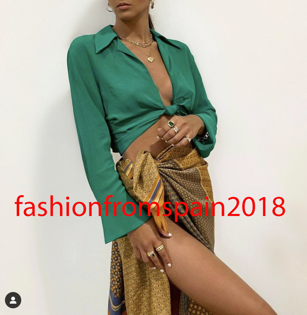 ZARA NEW WOMAN CROP TOP WITH KNOT GREEN XS-XL 4437/241 | eBay