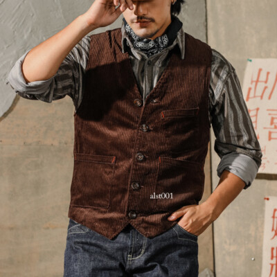Men's 1940s Corduroy Hunting Vest Vintage Inspired Safari