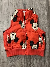 Disney Mickey Mouse Red Puffy Jacket Puffer Vest Size Small 12 Months 