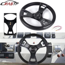 14inch/345mm Boat Steering Wheel Marine 3 Spoke Carbon Fiber with PVC Grip
