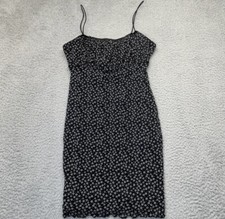 Forever 21 Bodycon Cami Mini Dress Womens Small Black Floral Spaghetti Straps