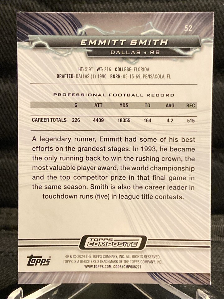 2023 Topps Composite Emmitt Smith Resurgence Blue & Orange Spark 52