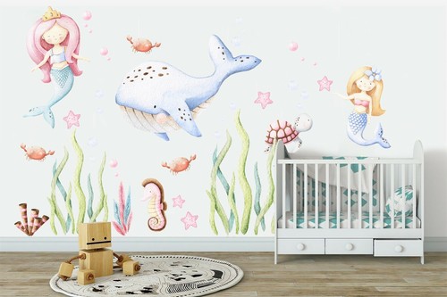 Baby Mermaid Whale Turtle Sea Horse Removable Wall Decal Sticker Decor Girl Gift - Bild 5 von 7