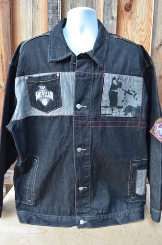 Black League Baseball Museum schwarz amerikanischer Denim Jeansmantel XXL 2XL - Bild 9 von 12