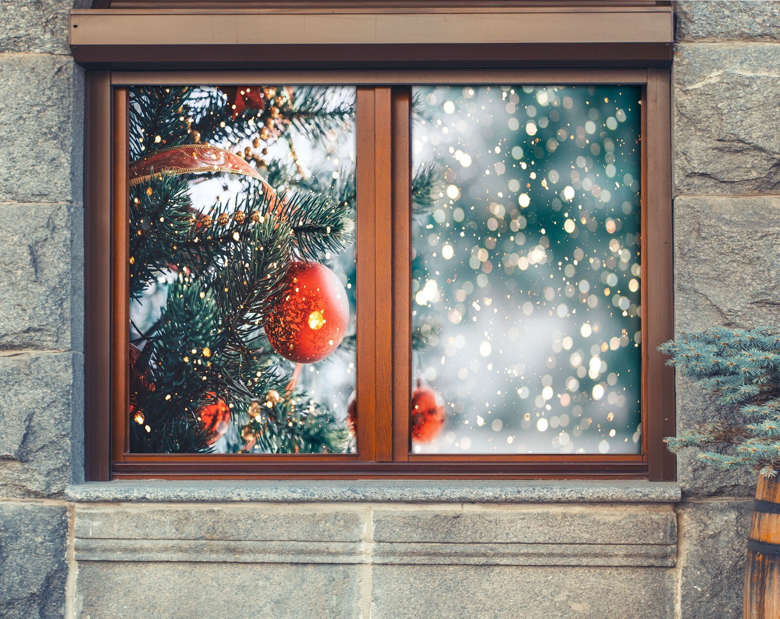 3D Ribbons O765 Christmas Window Film Print Sticker Cling Stained Glass Xmas Fa