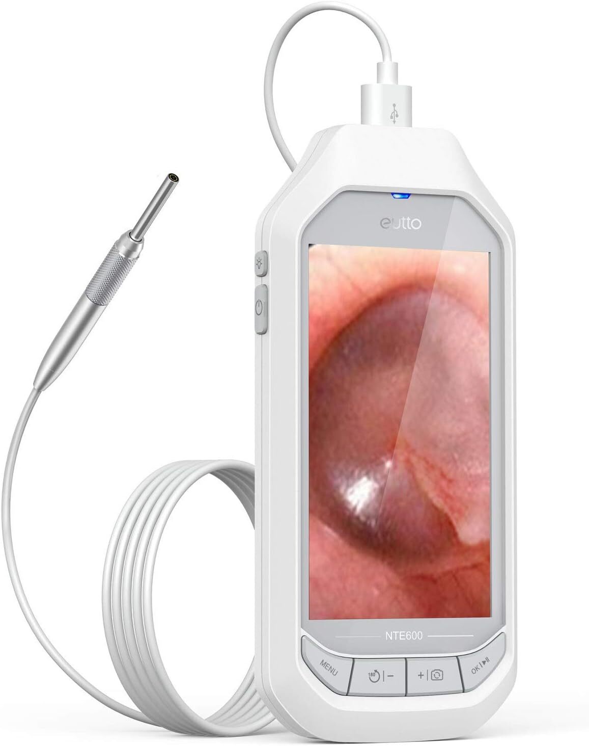 Digital Otoscope Ear Camera, eutto 0.15in Ear Scope with 4.5 Inches HD Screen
