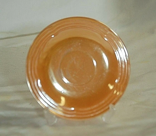 Peach Carnival Glass 3 Band Saucer Anchor Hocking Fire King