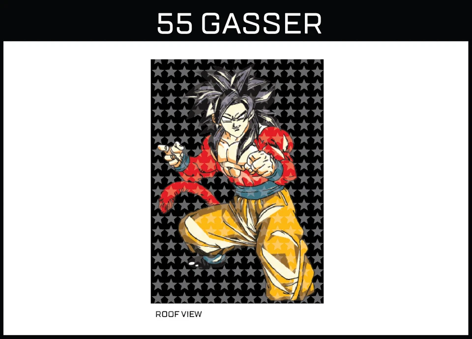 Hot Wheels (1/64), 55 Gasser "Dragon Ball Z" Waterslide, Impresso Branco Primeiro, Decalques - Imagem 3 de 4