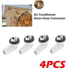 4pcs Plastic Air Conditioner AC Drain Hose Connector Elbow Fitting&Rubber Ring