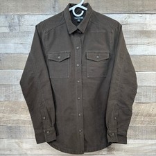 TOAD CO Mens Morrison Long Sleeve Button Up Shirt Brown Organic Cotton Size S