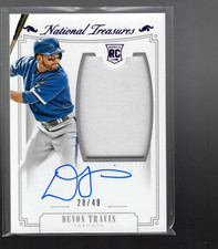 B5208- 2015 Panini National Treasures Material Purple #192 Devon Travis /49 Auto
