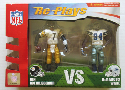 GRACELYN REPLAYS NFL BEN ROETHLISBERGER STEELERS DEMARCUS WARE 4'' FIGURE SET NEW