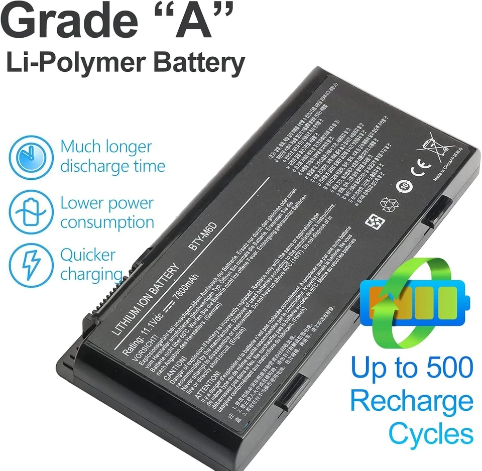 高容量 11.1 伏 7800mAh 锂离子电池 适用于 MSI 便携式电脑 型号 GT60 GT70 — 第 4/4 张图片