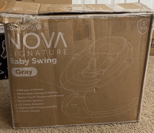 Joolbaby NOVA Signature Baby Swing Gray Bluetooth Remote Toy Bar Canopy