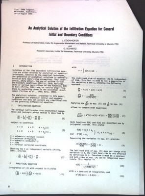 An Analytical Solution of the Infiltration Equation for General Initial and Boun