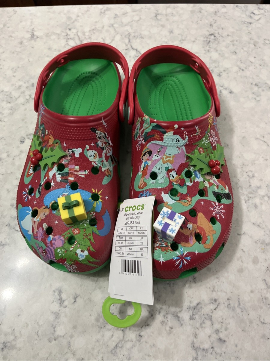 Disney Parks Christmas Crocs Holiday Presents Mickey Friends M8/W10 New  W/tags