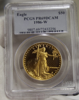1986 W US Proof Gold Eagle 1 oz $50 PCGS PR69DCAM