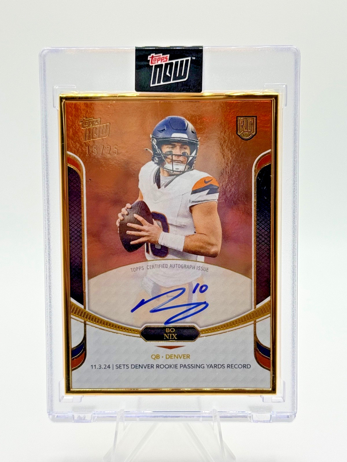 Bo Nix Topps Now Rookie Campaign Autographs #18A Orange