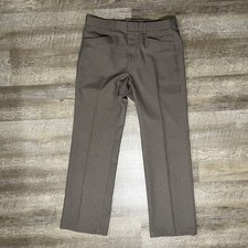 VTG 70s Levis Action Slacks 36X32 Heather Brown Polyester Pants Made In USA