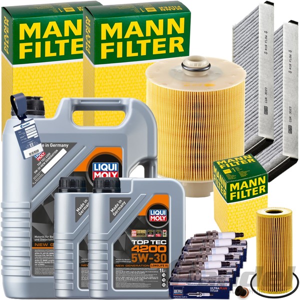 Mann INSPEKTIONSPAKET+7L Liqui Moly 5W-30 ÖL Passend FüR Audi A6 C6 2.4-3.2 FSI-image