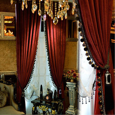 Helen Curtain Luxury Velvet Curtains Tassel Trim Vintage Bohemian Style