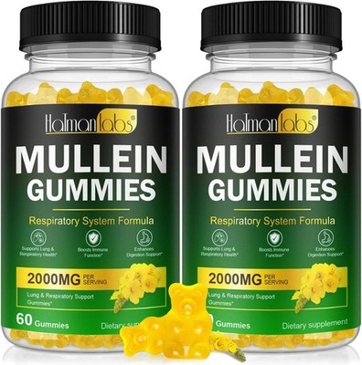 2Pack Mullein Leaf Extract Gummies for Lung Cleanse, Support Respiratory Immune