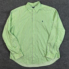 Polo Ralph Lauren Classic Fit Green Navy Striped Button Down Shirt Men's Size XL