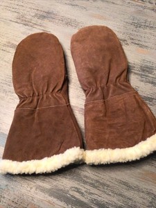 Vintage Cowhide Genuine Leather Hunting/Fishing Winter Mittens Size X Large.