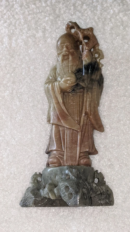 Estatuilla escultura shouxing dios de la longevidad de piedra de jabón chino de colección, 6 1/4" Foto 2 de 4