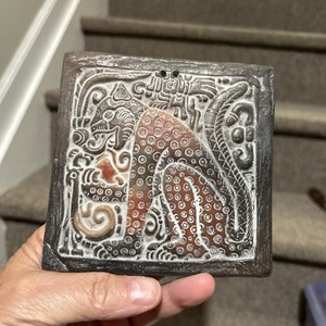 Mayan Themed Wall Plaque, Large Cat