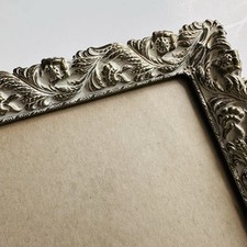 Vintage Metal Hanging Picture Frame Hanging Gold With White Wash Floral 8  X 10  