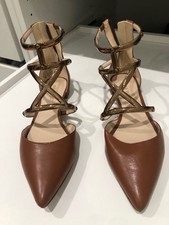 Women Brown and Gold flat dress shoes Nine West Size 6.5