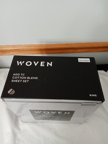 Malouf Woven 600 TC Cotton Blend Sheet Set King Size 4 piece Ash New - Picture 4 of 13