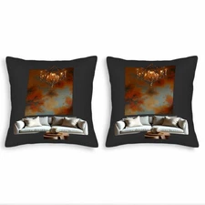 Set of 2 Decorative Throw Pillow Covers 18x18in - Elegant Chandelier Design 