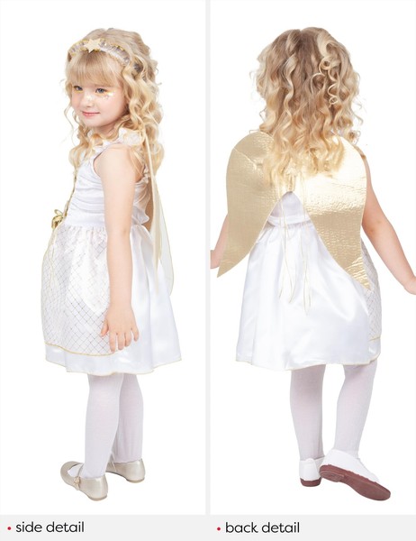 Rubies Deluxe Engel KostüM MäDchen Weihnachtsengel Kleid Mit FlüGeln Und Kranz-image