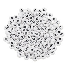 Round Letter Beads, 300 Pcs Letter O Acrylic Alphabet Beads, Black