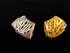 2 Vintage Fashion Silver and Gold Toned 1.5" Scarf Rings/ Enhances Fine Scarves